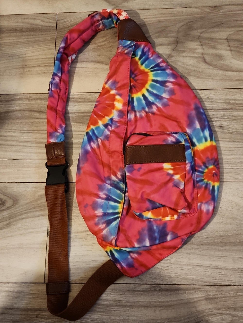 Tie Dye Crossbody Sling Backpack Bag Pink And Purple